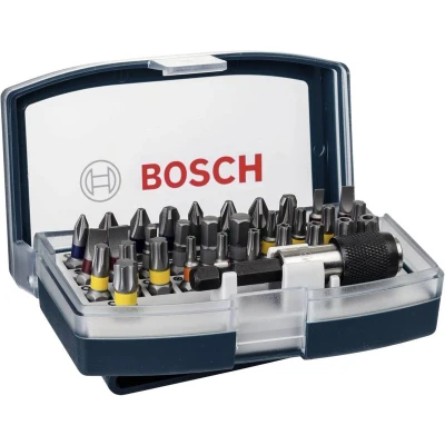 Afbeelding van Bosch 2607017359 schroevendraaierbitset met riem, clip 32 stuks, 0 V, zilver