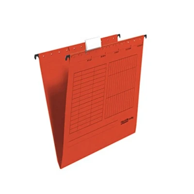 Afbeelding van Origineel Falken 25 stuks hangmappen UniReg. Made in Germany. Gemaakt van gerecycled karton voor DIN A4 openzijdig rood Blauwe Engel ideaal het losbladig klasseren