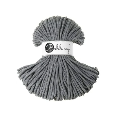 Afbeelding van Bobbiny Premium 5mm gevlochten macramé koord 100% gerecycled katoen (staal) 50 m