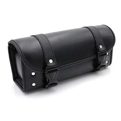 Afbeelding van evomosa Universele Motortas PU Lederen Motorbike Zadeltas Opslag Tool Pouch Roll Barrel Bag, Zwart