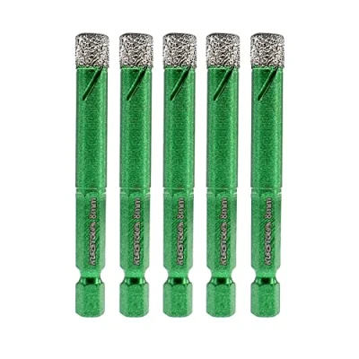 Afbeelding van Porseleinen tegel diamant boren droge gatenzaag set voor keramische marmeren granieten steen, kern boor kit snelle verandering schacht vast op boren, No.K2 (5 stks 8 mm)
