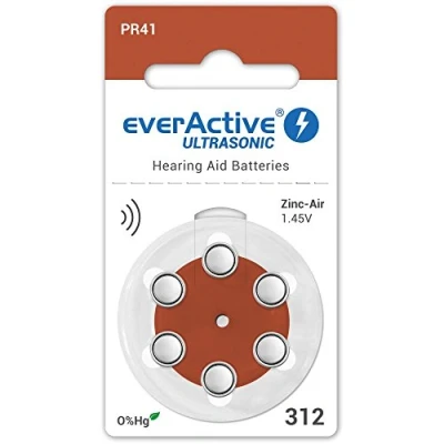 Afbeelding van EverActive PR41 4607 Bruin 1,45V Hoortoestel gehoorapparaat batterij knoopcel 6 batterijen