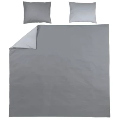 Afbeelding van Meyco Uni dekbedovertrek + kussenslopen 240x200/220 cm Grijs/Lichtgrijs