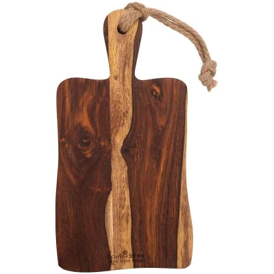 Afbeelding van Bowls and Dishes Pure Rose Wood Duurzame Borrelplank Tapasplank Serveerplank rustiek met handvat 35 cm cadeautip!