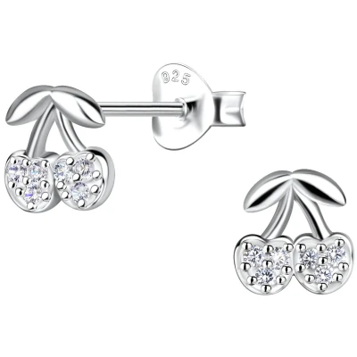 Afbeelding van JoyS Zilveren kers oorbellen sterling zilver 925 6 mm zirkonia oorknoppen