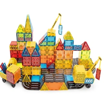Afbeelding van Magnetic Tiles Magnetisch Speelgoed Magnetische Tegels Montessori 42 Stuks Bouwstenen Bouwblokken Bouw je Magna Wereld Olvy