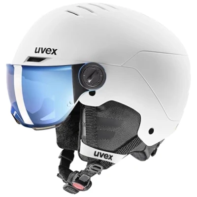 Afbeelding van Skihelm Uvex Junior Rocket Visor White/Black Mat 51 55 cm