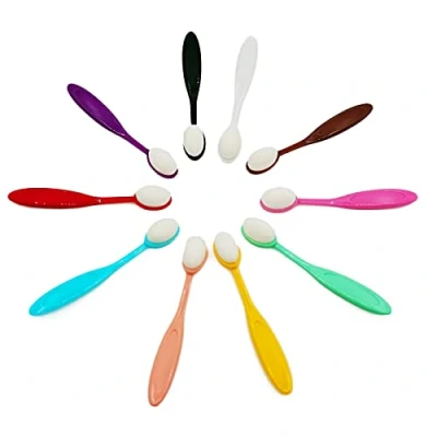 Afbeelding van 10 Stuks Gekleurde Make Upborstels Set, Ovale Upborstels, Borstels, Up Mengborstels, Professionele Verf en (10 Kleuren)