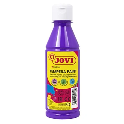 Afbeelding van Jovi Vloeibare temperaverf, flacon 250ml, Violette kleur, Verf op basis van natuurlijke ingrediënten, Makkelijk te wassen, Glutenvrij, Ideaal voor schoolgebruik (50223)