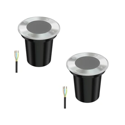 Afbeelding van ledscom.de 2 stuks grondinbouwspot BOLI voor buiten, IP67, roestvrij staal, rond, 108mm Ø, 1x GU10 max. 15W, mat