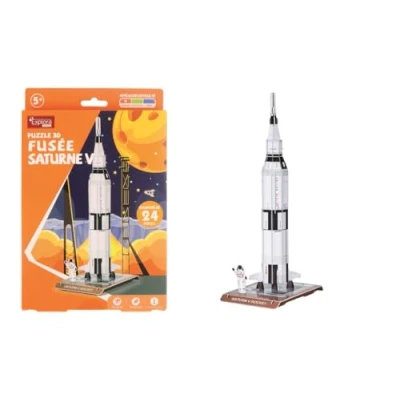 Afbeelding van EXPLORA Saturnus V Raket 3D Puzzels 540012 24 Stukken Niveau 2 Zonder Lijm of Schaar Educatief Bouwspel Kindercadeau Model Vanaf 5 jaar