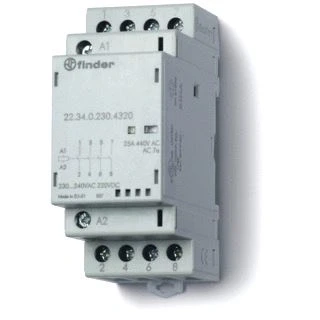 Afbeelding van Finder magneetschakelaar 35 mm 2m 2v 25a 250vac spoel 24vuc contact agsno2 mech standindicatie led 22 34 0 024 4620