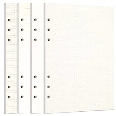 Afbeelding van Zelten Losse vellen geperforeerd papier, navulverpakkingen, papier voor 6 gaats binders, persoonlijke organizer, dagboek, notitieboek, navulbare planner, 4 in 1 gelinieerde skets, A5/6 gaten