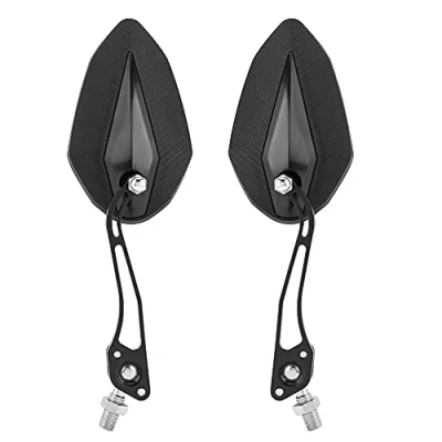 Afbeelding van Keenso motorfiets vleugelspiegels, 1 paar universele achteruitkijkspiegels zijspiegels stuur 10mm 8mm (zwart) spiegel