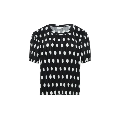 Afbeelding van s.Oliver Plissiertes MIT Allover Tshirt print, Dames, Maat: 44, Schwarz
