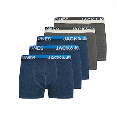 Afbeelding van JACK &amp; JONES Boxershorts voor heren, 5 stuks (3 x Navy Blazer Melange, 2 Dark Grey Melange), M