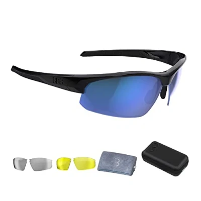 Afbeelding van BBB Cycling, Zonnebril voor mountainbikes en racefietsen, fietsbril dames heren, uv bescherming, reiskoffer, 3 verwisselbare lenzen, impress, BSG 58T, glanzend zwart, eenheidsmaat