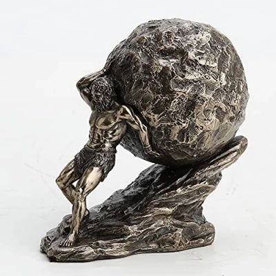 Afbeelding van Veronese Design 4 3/8 Inch Tall Sisyphus Rolling The Boulder Koud Gegoten Gebronsde Hars Griekse Romeinse Sculptuur Collectible Beeldje