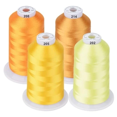 Afbeelding van Simthread Machinaal borduurgaren, 5000 m, spoelen, polyester, borduurgaren voor Babylock, Janome, Kenmore, Singer, W6 N borduurmachine (4 geel)