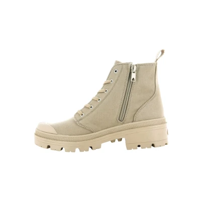 Afbeelding van Palladium Pallabase Enkellaarsjes met plateauzool, Dames, Maat: 37.5, Caramel Textiel