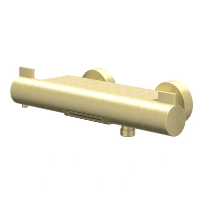 Afbeelding van IVY Pact badthermostaatkraan opbouw cooltouch met cascade uitloop Geborsteld Mat Goud PVD