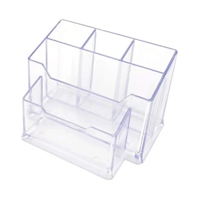 Afbeelding van D.RECT 0080 acryl pennenkoker, tafel organizer, bureau multifunctioneel, transparant, transparant