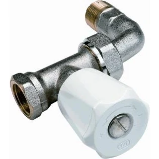 Afbeelding van Comap euro sar handbediende radiatorkraan 1 pijps type 419gcb 2 recht bocht niet thermostatiseerbaar 419814