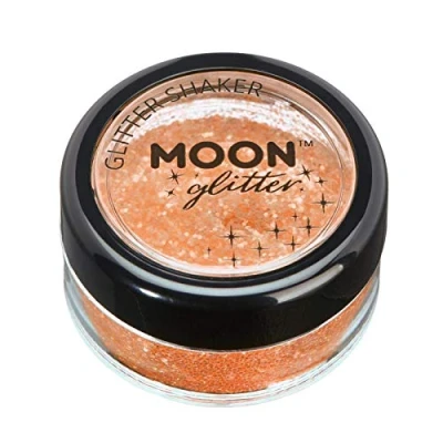 Afbeelding van Moon glitter iriserende glanzende shaker (maanglitter) 100% cosmetische voor gezicht, lichaam, nagels, haar en lippen 5 g oranje