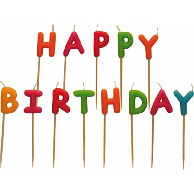 Afbeelding van Amscan Verjaardagskaarsje Happy Birthday 7,5 Cm 13 Stuks