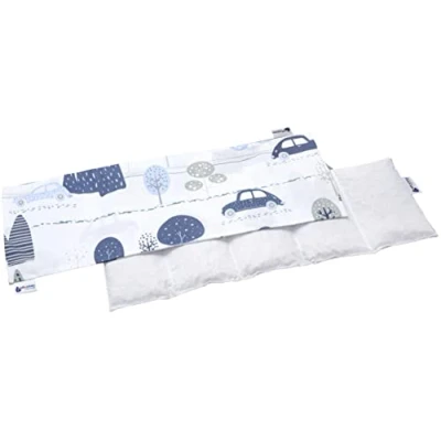 Afbeelding van Medi Partners Kersenpitkussen, 60 x 20 cm, 800 g, 100% katoen, 5 kamers, korrelkussen, groot, ecologisch, natuurlijk warmtekussen, koudetherapie, afneembare overtrek (Retro Cars)