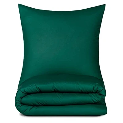 Afbeelding van Alreya 100 % katoen renforcé dekbedovertrek 200 x 220 cm Dekbedovertrekset met 2 kussenslopen, 80 ritssluiting Bosgroen