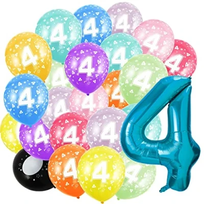 Afbeelding van Verjaardagsgetallen ballon 5 jaar en 20 stuks 30 cm blauwe folieballon in 40 101 verjaardagsdecoratie cijfer decoratie voor verjaardag vliegt met helium mannen vrouwen
