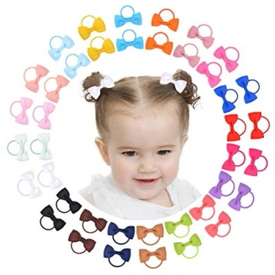 Afbeelding van 40PCS 2 Inches Baby Girls Hair Bows Ties Mini Boutique Elastic Rubber Ribbon Band Accessories for Kids Toddlers Infants (40 PCS), Multi colored