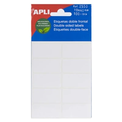 Afbeelding van APLI 2550 Witte dubbele etiketten aan de voorkant 19,0 x 40,0 mm
