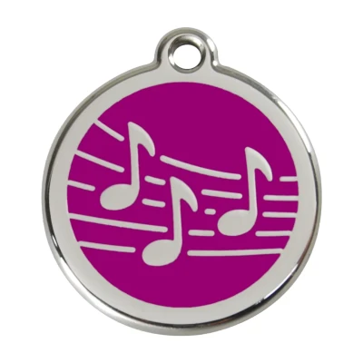 Afbeelding van Music Purple roestvrijstalen hondenpenning large/groot dia. 3,8 cm RedDingo