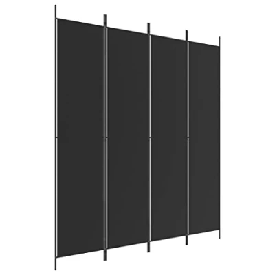 Afbeelding van vidaXL Kamerscherm met 4 panelen 200x220 cm stof zwart