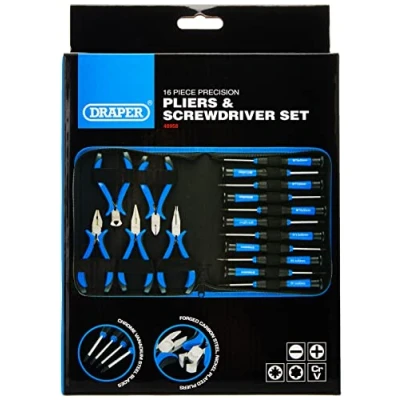 Afbeelding van Draper 48958 PSP16 Precisie tang en schroevendraaier, 16 stuks, blauw