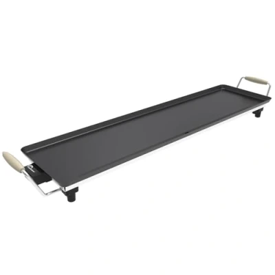 Afbeelding van LITTLE BALANCE 8742, Wood 90 microkeramiek, elektrische grill 8 10 personen, XXL kookplaat, PFAS vrij, 2000 W, zwart/roestvrij staal