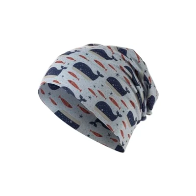 Afbeelding van Sterntaler Slouch beanie walvissen grijs blauw