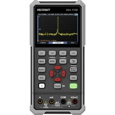 Afbeelding van VOLTCRAFT DSA 3100 Handoscilloscoop 100 MHz 2 kanaals 500 MSa/s 8 kpts Bit Handapparaat, Multimeterfuncties, Spectrumanalyzer 1 stuk(s)