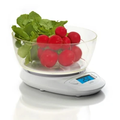 Afbeelding van Laica KS1019 digitale keukenweegschaal met afneembare kom verlicht display tot 5 kg weegt op 1 gram nauwkeurig wit
