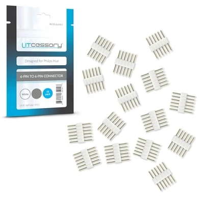 Afbeelding van Litcessory 6 SPELD naar Connector voor Philips Hue Lightstrip Plus (15 Stuk, Wit MIKRO V4)