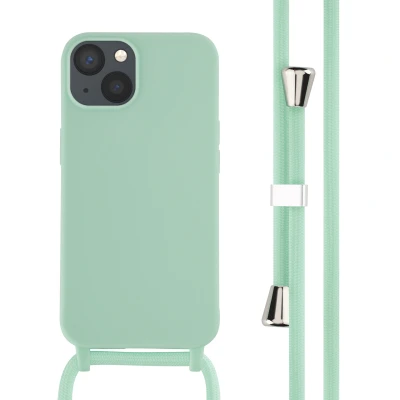 Afbeelding van Apple iPhone 13 Hoesje Siliconen en TPU (zacht) iMoshion Softcase/Koordhoesje/Backcover Mintgroen Telefoonhoesje