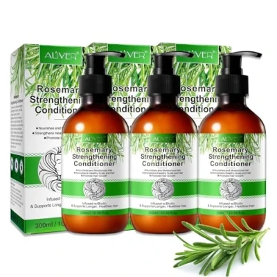Afbeelding van P Beauty rozemarijn conditioner, 3 x 300 ml, zachte spoeling voor beschadigd en droog haar, haarconditioner haargroei hoofdhuidverzorging, mint, haarverzorging alle