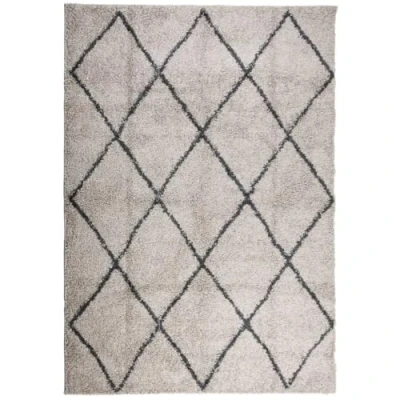 Afbeelding van Vloerkleed shaggy hoogpolig modern 140x200cm beige en antraciet