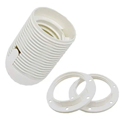 Afbeelding van fitting E27 Thermoplast Wit met schroefdraad en opsteekdop M10x1 + 2x schroefring lamp insteekbaar SET