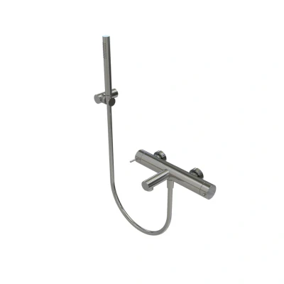 Afbeelding van Waterevolution Flow thermostatische twee weg douchemengkraan met handdouche messing T130TNLE