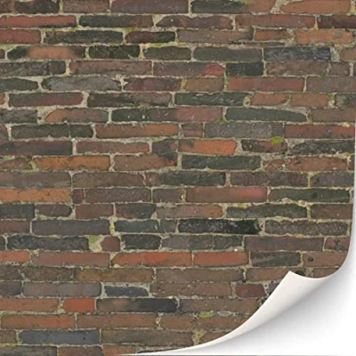 Afbeelding van 3 vellen zelfklevende baksteenmuur, wandbekleding voor poppenhuizen, schaal 1:12, verweerde stenen muur