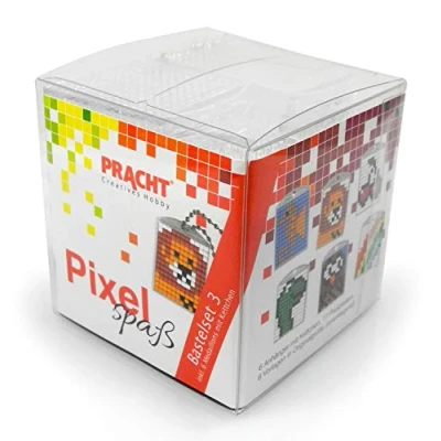 Afbeelding van Pracht Creatives Hobby Pixel P90010 63501 Knutselset 3 voor kinderen, insteeksysteem met steentjes van bioplastic het ontwerpen 6 sleutelhangers (medaillons), zonder strijken en lijmen