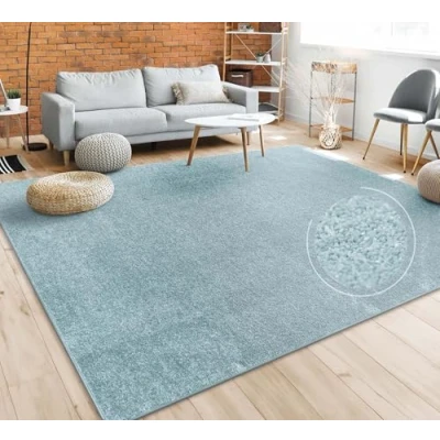 Afbeelding van Tapijt Vloerkleed Woonkamer Effen Eenvoudig En Modern Laagpolig, Versch. Afmetingen Kleuren, Maat:80x150 cm, Kleur:Turquoise